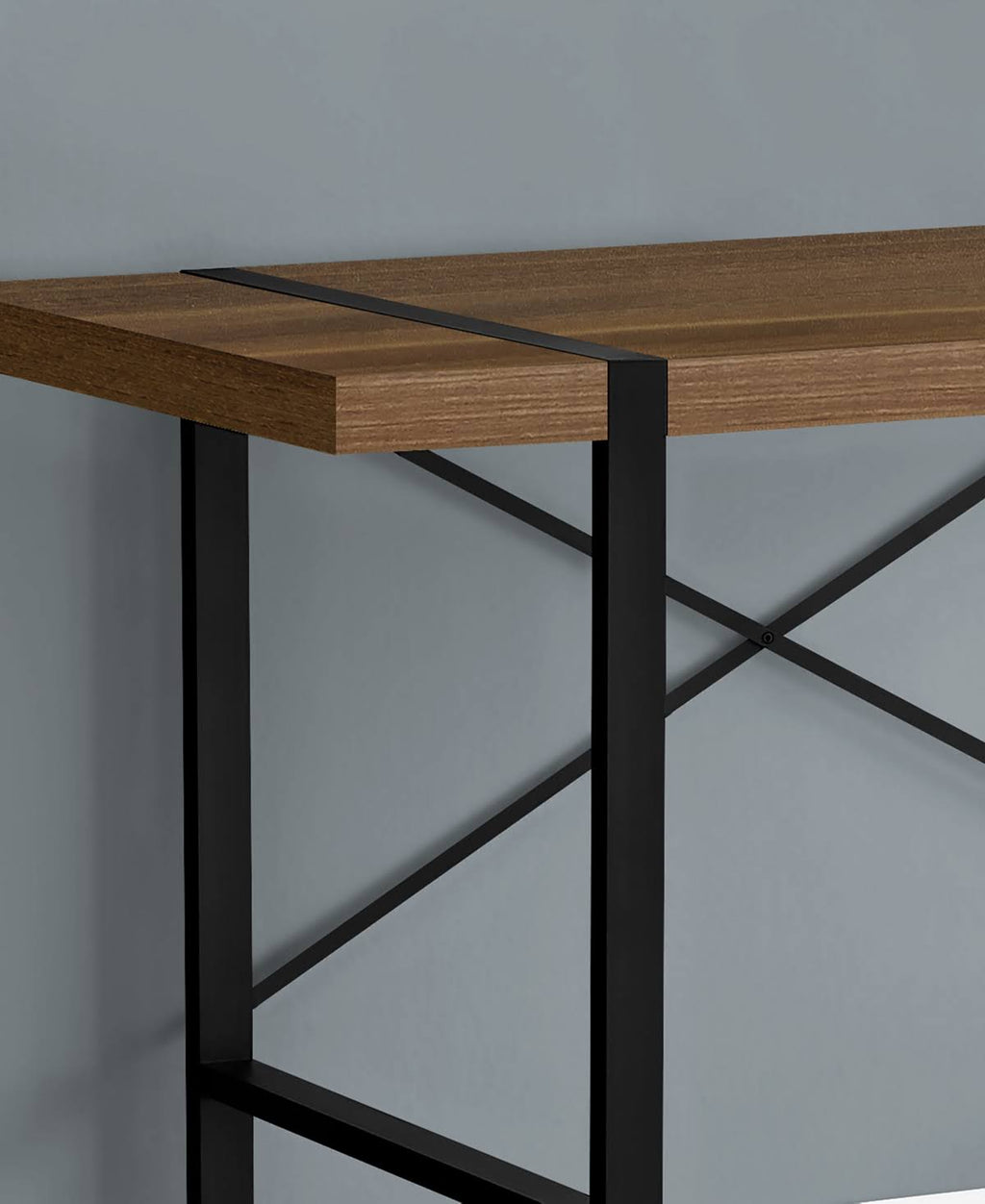 Walnut Black Metal Computer Desk T9428