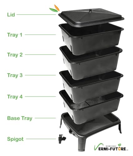Worm Composting Bin, 4 Trays, Black M9068