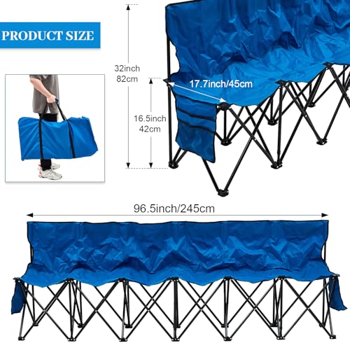 6 Seats Folding Soccer Bench Chair with Storage Bag K769427