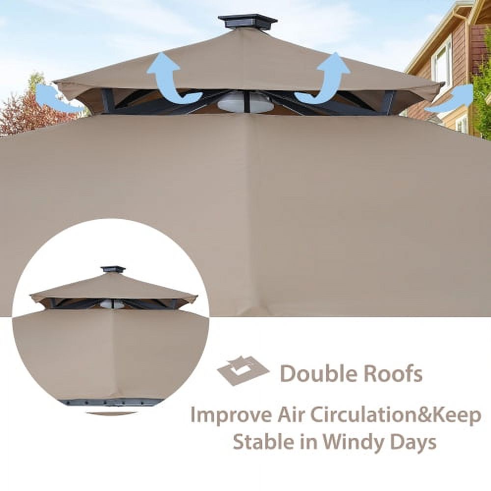 Brown 9.8ft.L x 9.8ft.W Gazebo with LED Light Q4300