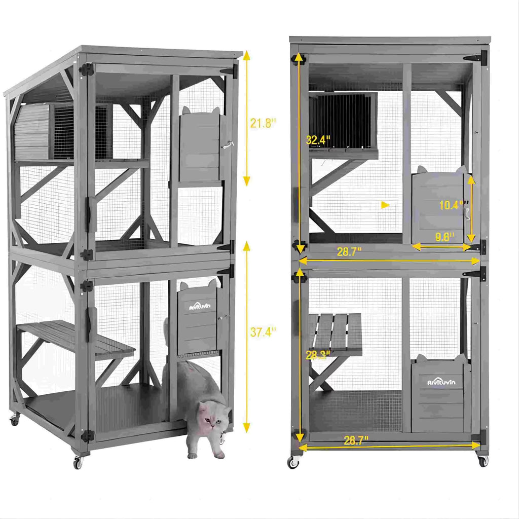 Wooden Catio Cat Enclosure with 3 Platforms R3978