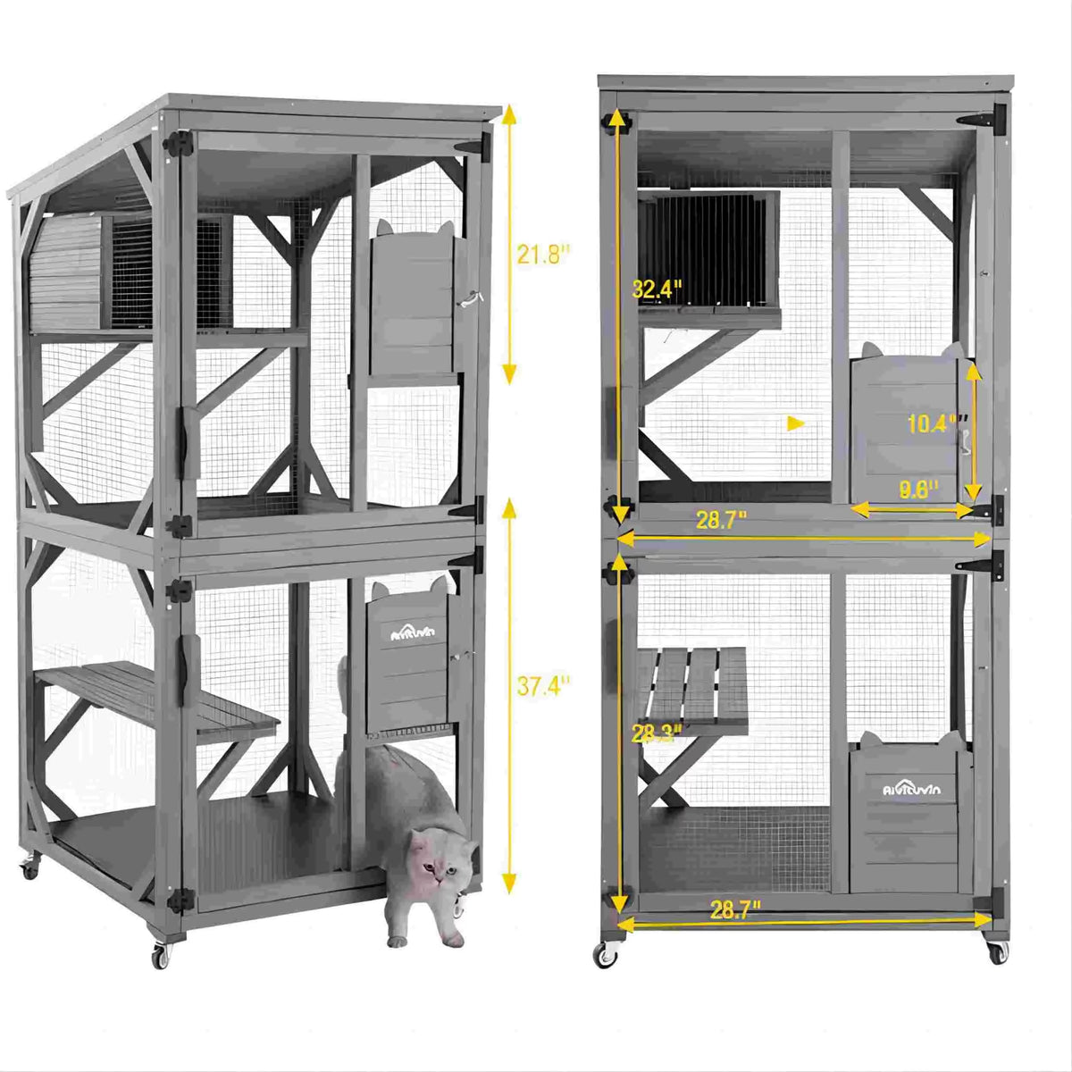 Wooden Catio Cat Enclosure with 3 Platforms R3978