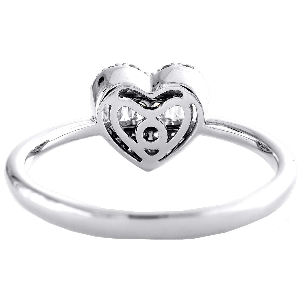 10K White Gold Diamond Domed Heart Ring Y1244