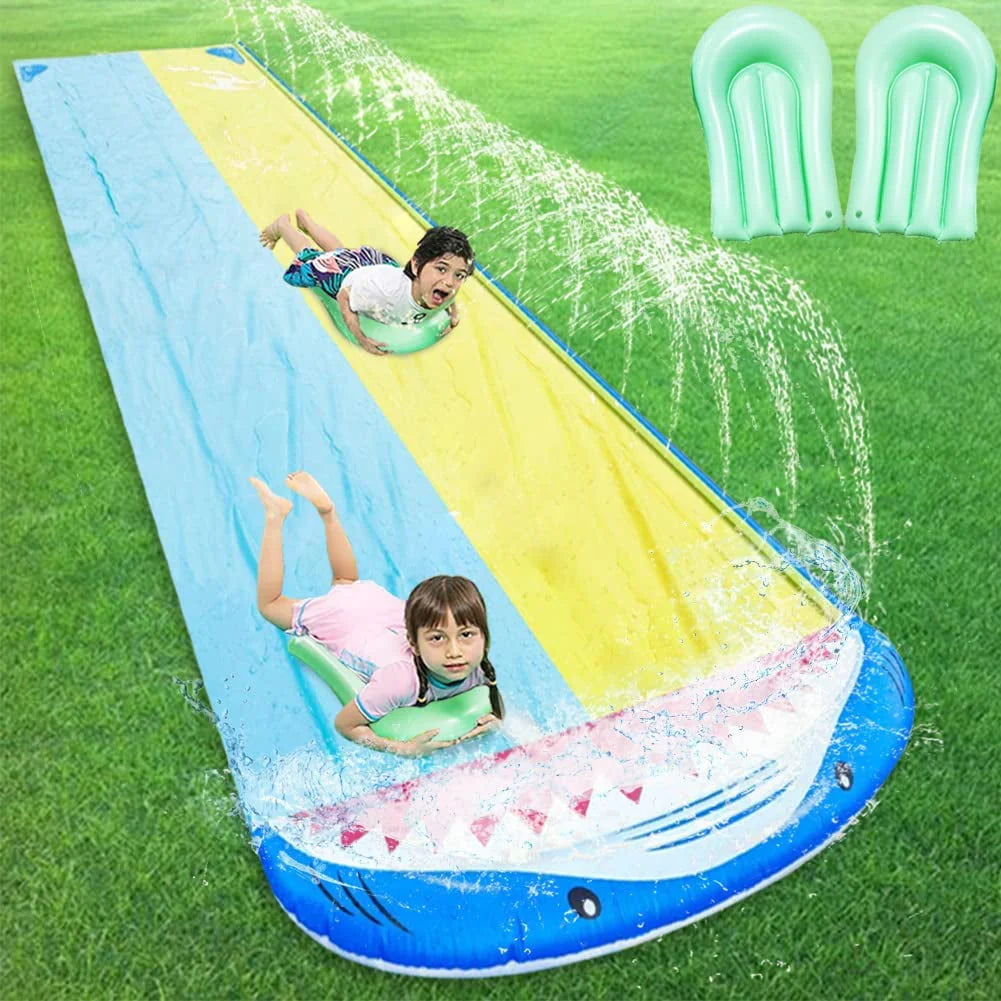 16ft Double Racing Lane Lawn Water Slide with Sprinkler T942