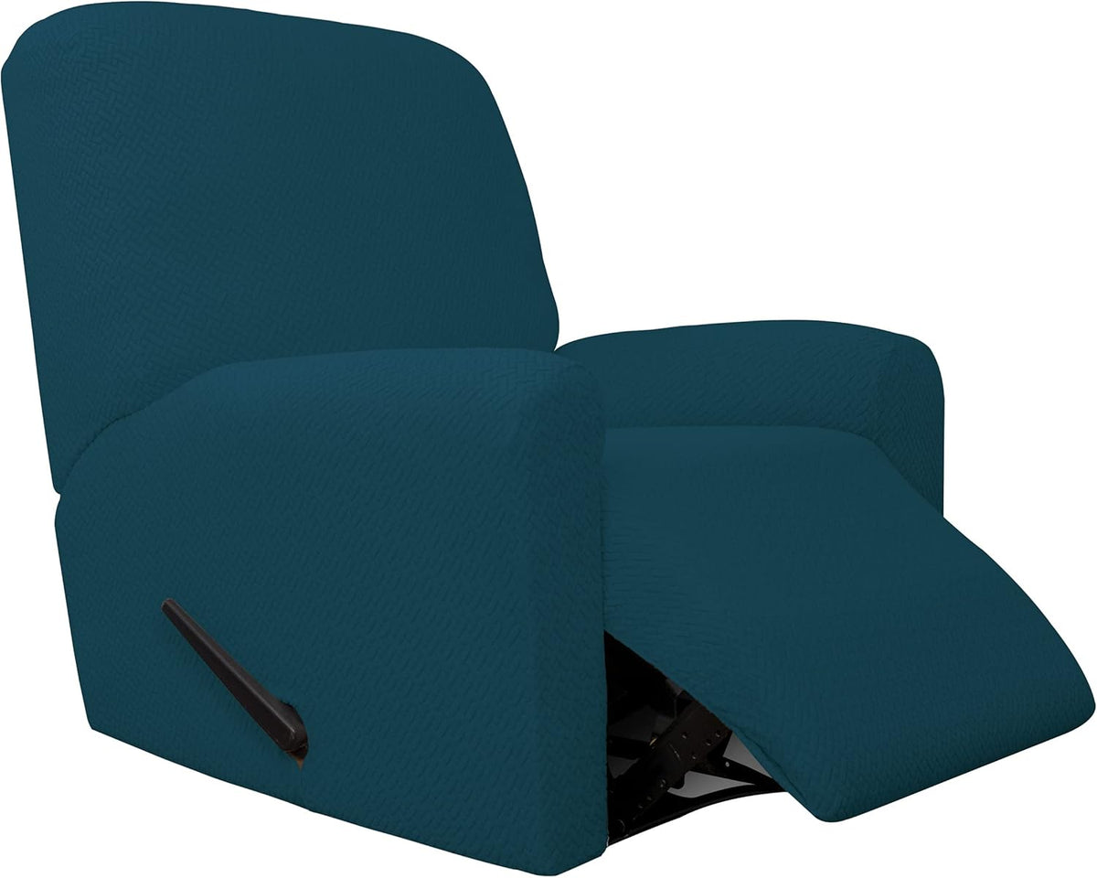 4-Piece Stretch Jacquard Recliner Sofa Cover with Elastic Loop, Dark Gray G767
