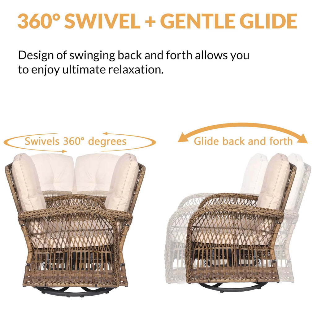 5 Pieces All Weather Wicker Patio Conversation Sofa Set with Glass Coffee Table X68193