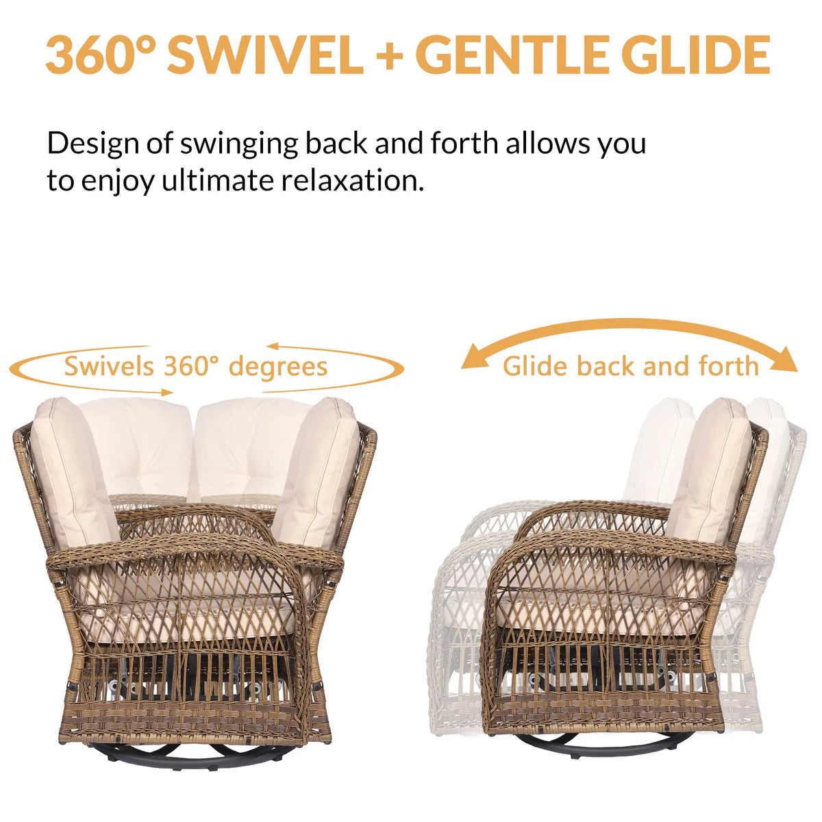 5 Pieces All Weather Wicker Patio Conversation Sofa Set with Glass Coffee Table X68193