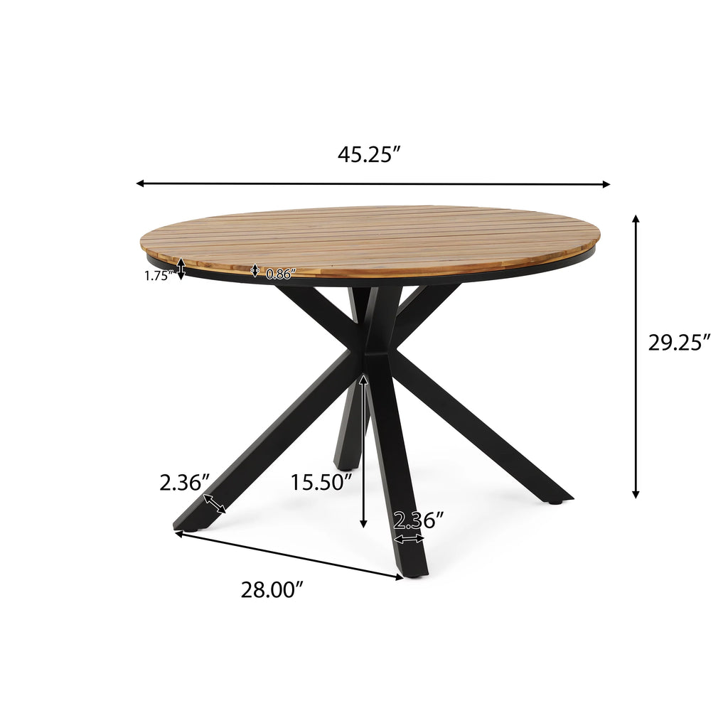 Black and Teak 5 Piece Mesh and Acacia Wood Dining Set N35733