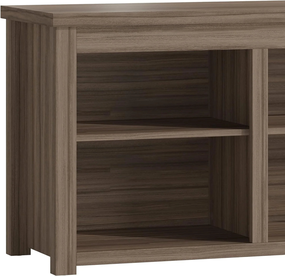 Gray Wash Oak TV Stand with 6 Open Storage Compartments J1831