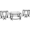 3 Piece Glass Top Coffee Table Set in Black T98071