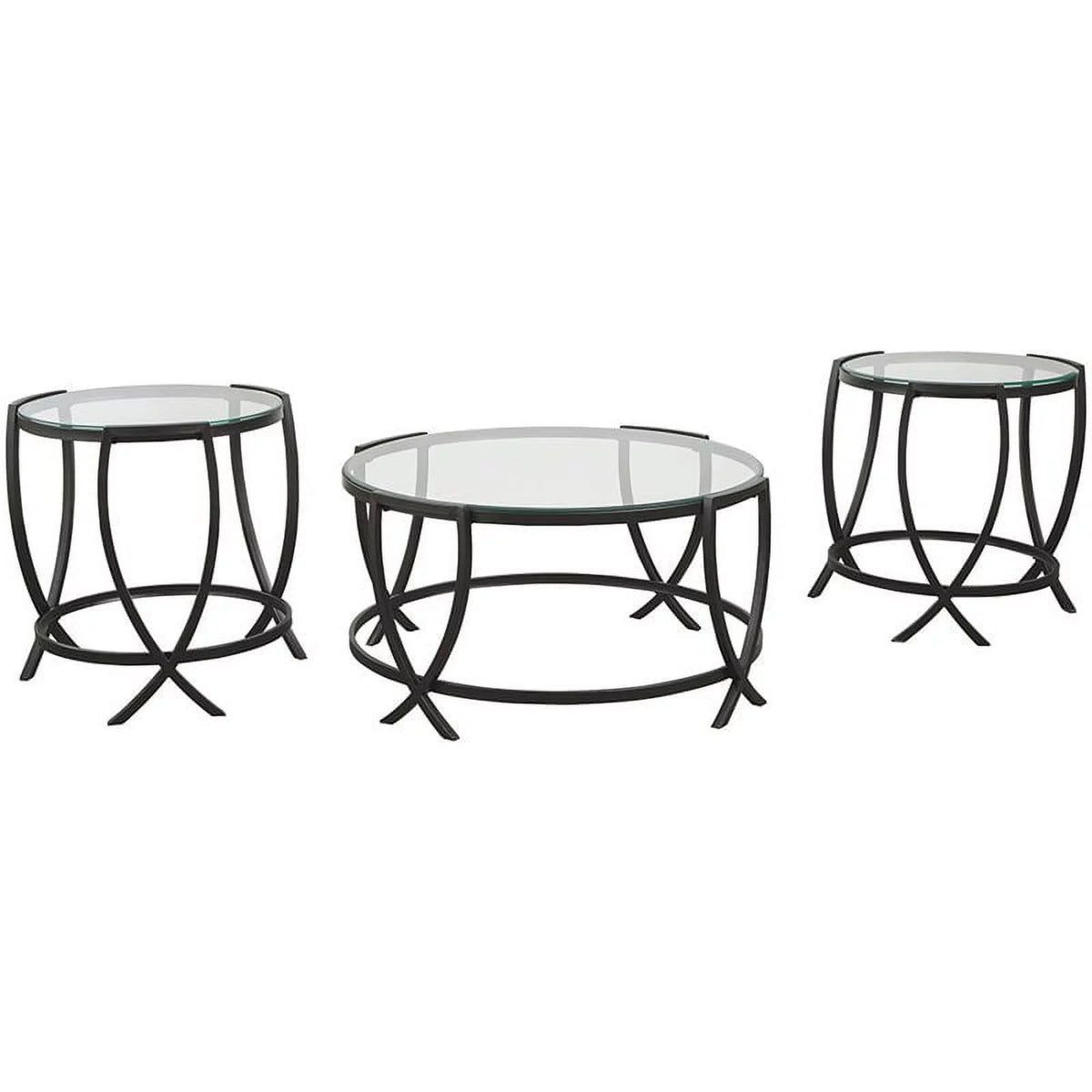 3 Piece Glass Top Coffee Table Set in Black T98071