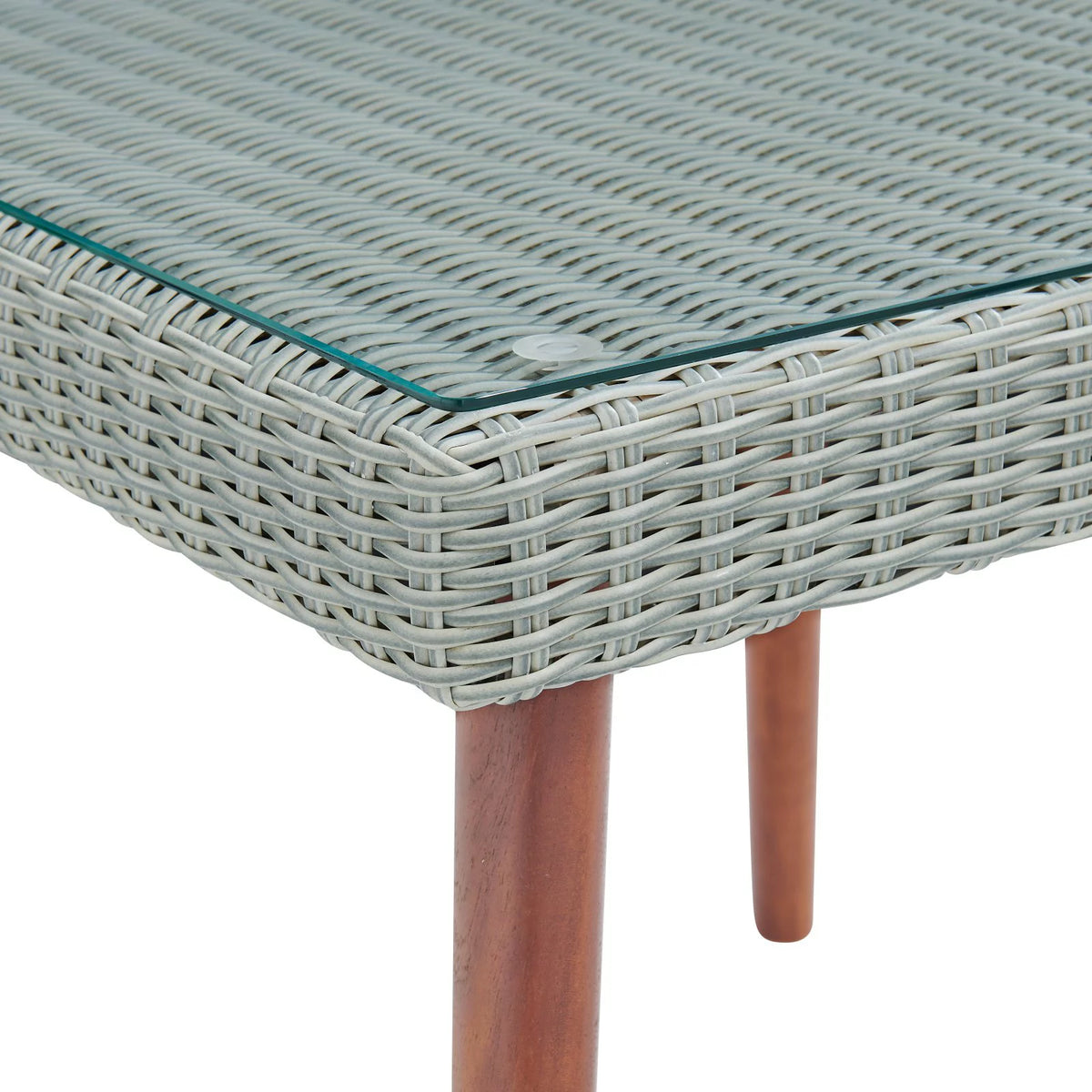 Gray Wicker Square Cocktail Table with Glass Top B5635