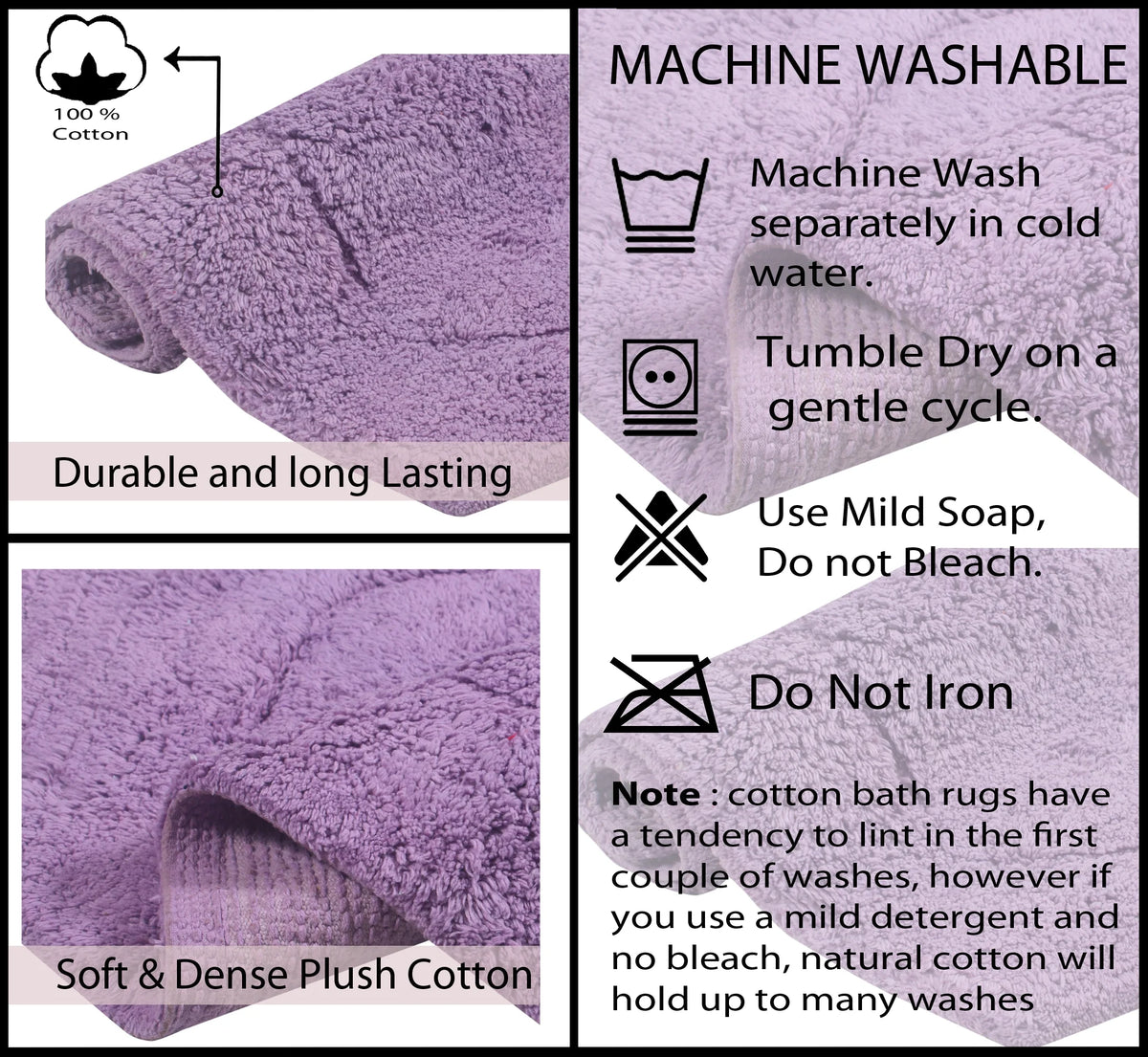100% Cotton Tufted Non-Slip Bath Rug 2 Piece Set R569548
