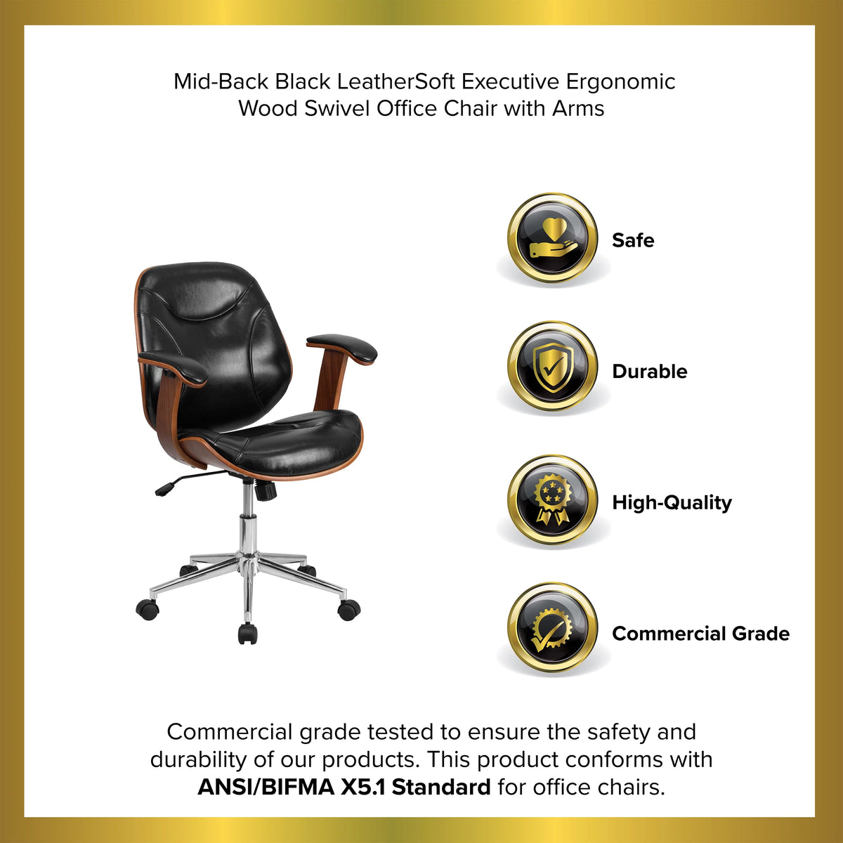 Black Faux Leather Ergonomic Office Chair G239409