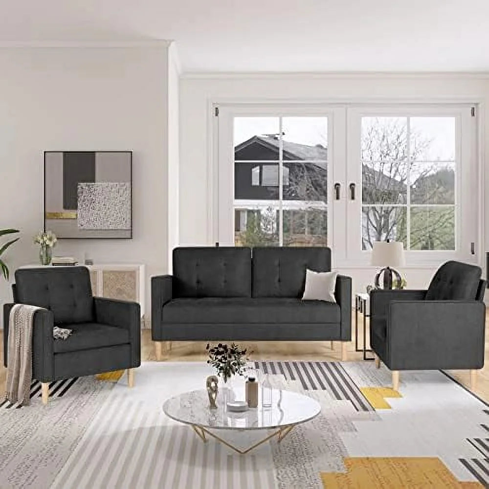 57" Tufted Loveseat and Chair Set of 2 O8497