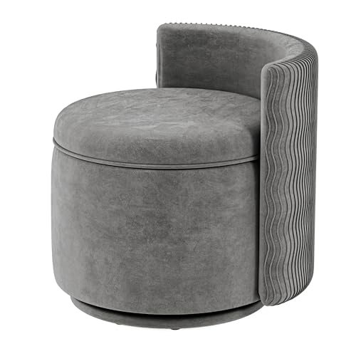 Velvet Upholstered Swivel Accent Chair with Storage H652