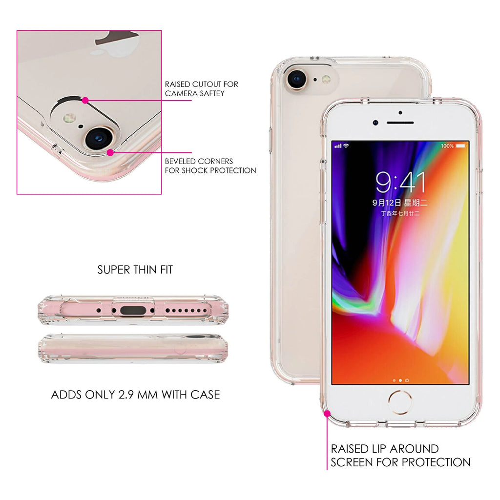 Clear Shockproof Hybrid Case for iPhone 7 8 SE with TPU Bumper Acrylic Back P88609